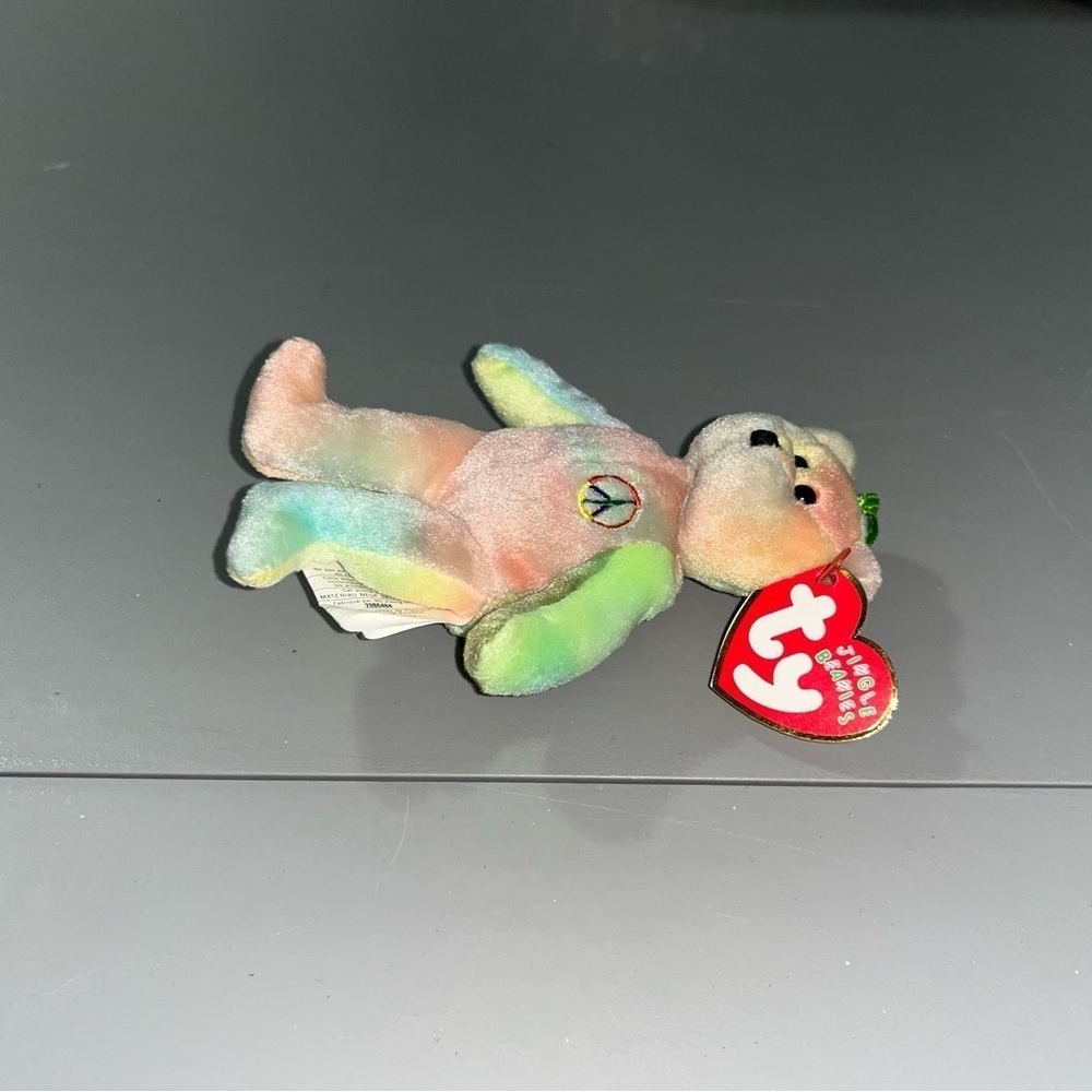 Ty Jingle Beanie Baby PEACE the Bear Ornament NWT 2001 - Picture 3 of 10